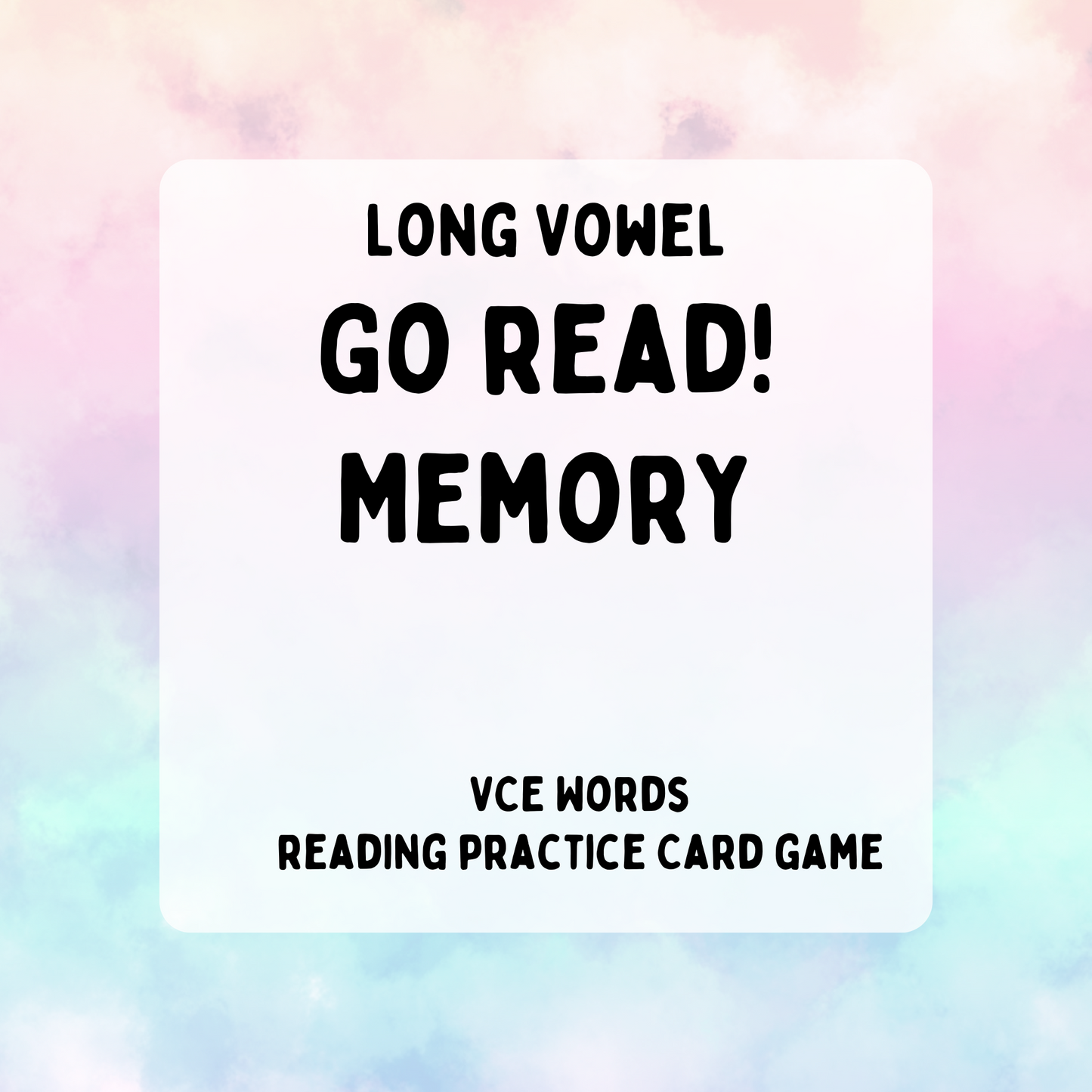 Long Vowel Card Game: Go Read!